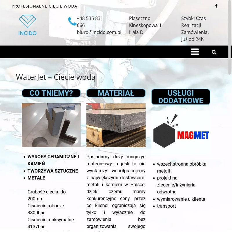 Warszawa - wycinanie wodą